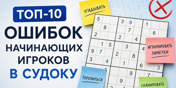 Топ-10 ошибок начинающих игроков в судоку